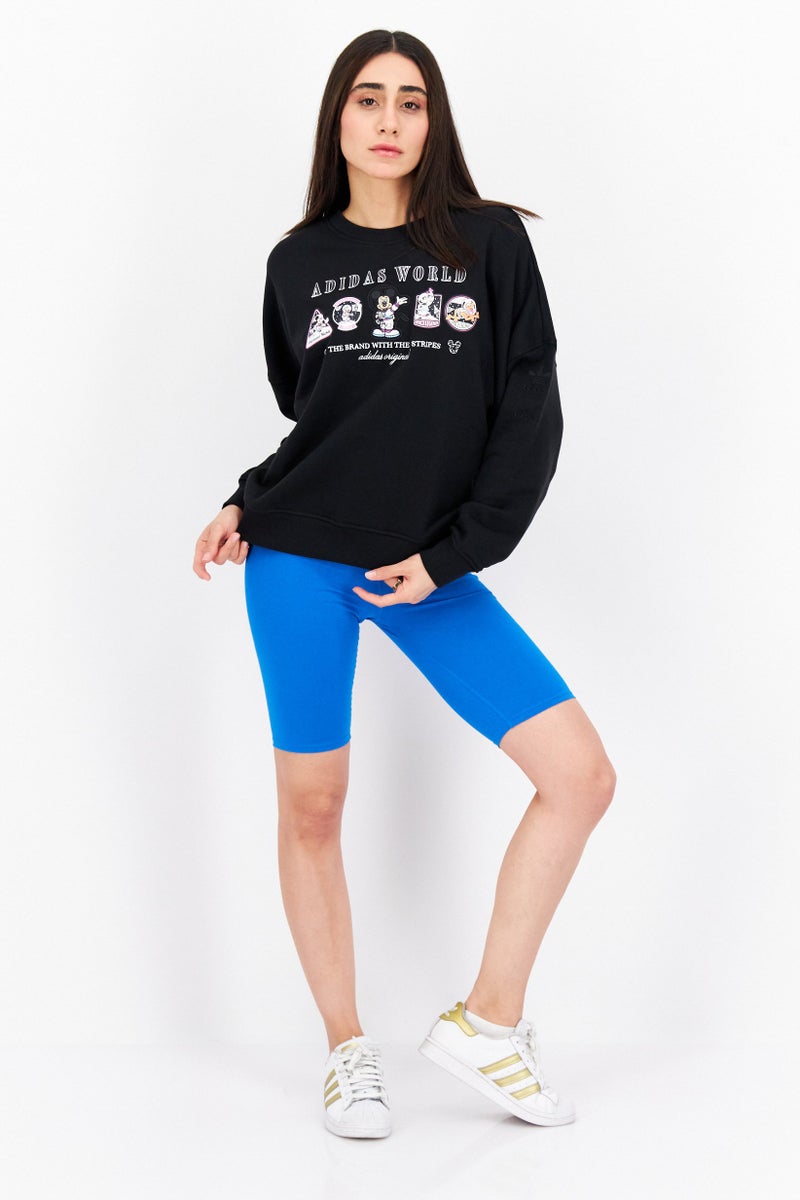 adidas Originals Women Sportswear Fit Long Sleeve Training Sweatshirt, Black Combo  - Image 2