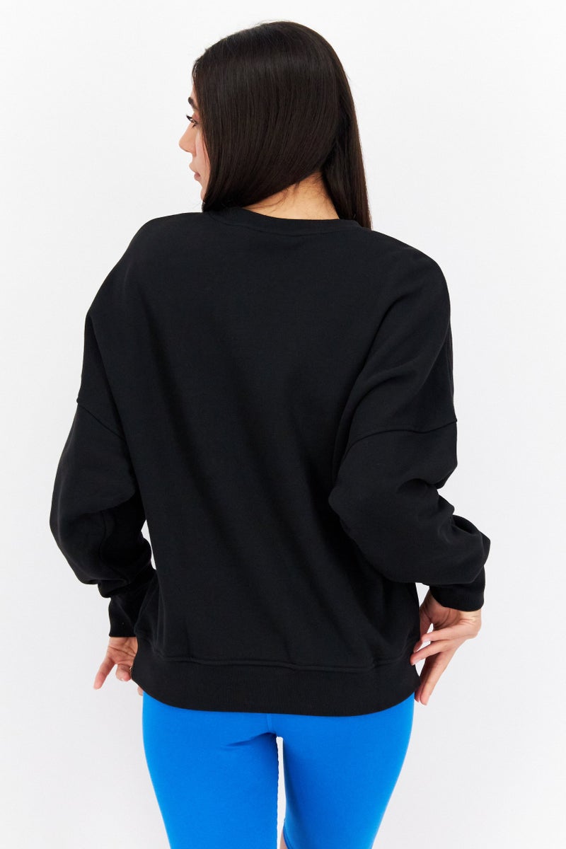 adidas Originals Women Sportswear Fit Long Sleeve Training Sweatshirt, Black Combo  - Image 4