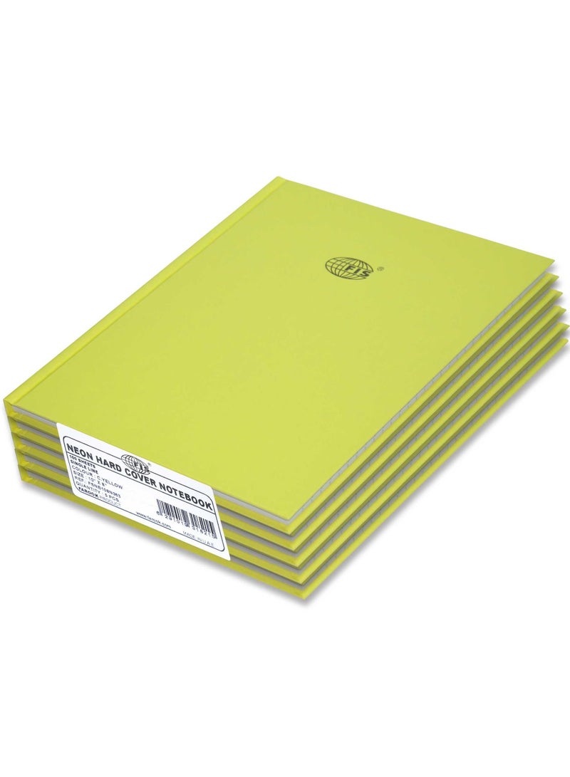 FIS مجموعة FIS من 5 دفاتر ملاحظات ملونة بغطاء صلب خط واحد ، 10X8 بوصة (25.4 × 20.32 سم) ، 100 ورقة ، أصفر سيبراني -FSNB108N363 - Image 1