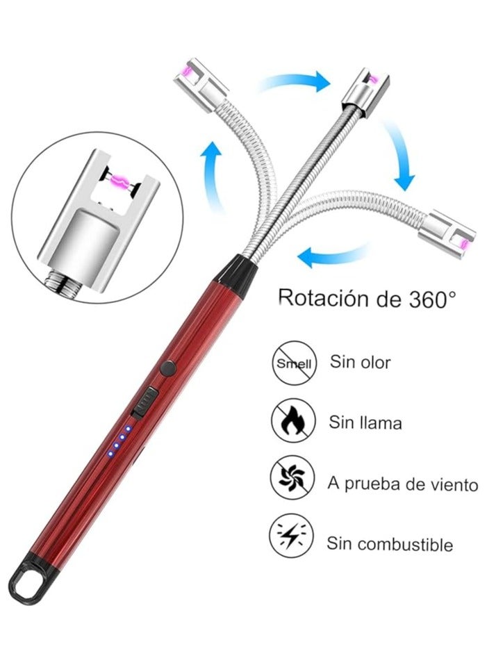 ماركة غير محددة ولاعة كهربائية USB نوع سي قابلة لاعادة الشحن مع مفتاح امان، ولاعة الكترونية طويلة مقاومة للرياح بدون لهب للشموع والشواية وموقد الغاز والمطبخ والتخييم  - Image 2