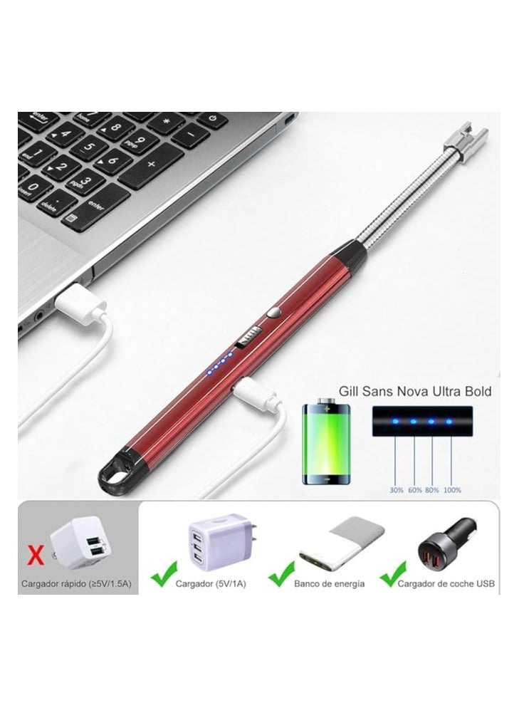 ماركة غير محددة ولاعة كهربائية USB نوع سي قابلة لاعادة الشحن مع مفتاح امان، ولاعة الكترونية طويلة مقاومة للرياح بدون لهب للشموع والشواية وموقد الغاز والمطبخ والتخييم  - Image 3
