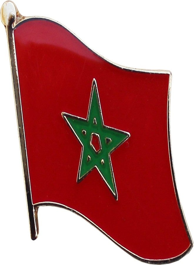 Flagline Morocco Flag Die-struck Metal Single Lapel Pin with Butterfly Clasp Closure - Image 1