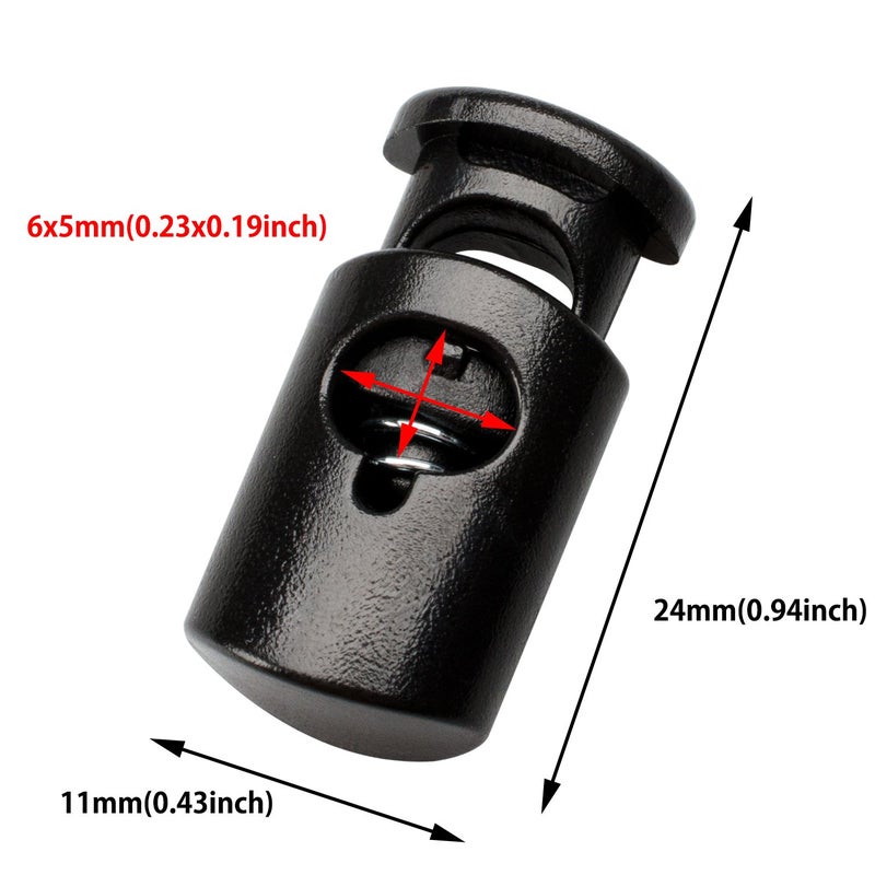 DYZD Plastic Cord Lock End Spring Stop Toggle Stoppers Heavy Duty Cord Lock for Lanyard,luggage,clothing,backpack and various kinds of outdoor and gym products(10PCS,Black) - Image 2