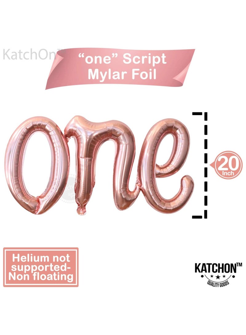 KATCHON Rose Gold Number 1 and One Balloon with Latex Balloons Pack of 12 for First Birthday Decoration - Image 2