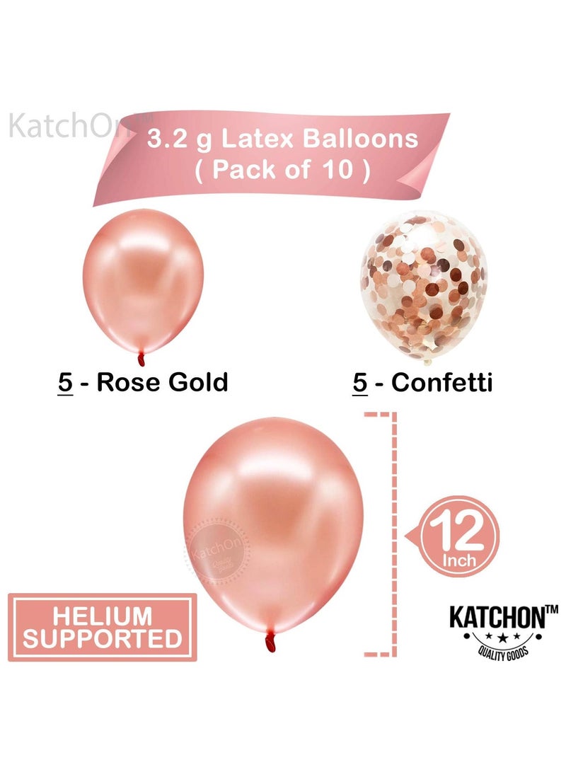 KATCHON Rose Gold Number 1 and One Balloon with Latex Balloons Pack of 12 for First Birthday Decoration - Image 4