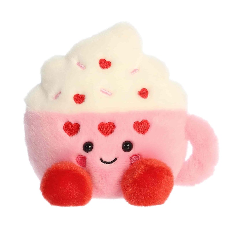 Aurora Adorable Palm Pals Harper Heart Latte Stuffed Animal - Fun Seasonal Plush For Kids and Adult Collectors - Perfect for Decorating Rooms and Valentine's Day - Pink 5.5 Inches - Image 1