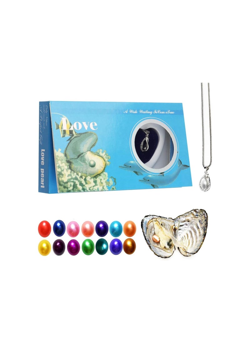 Generic - Wish Pearl Necklace Kit,Mysterious Oyster Pearl Gift Set,DIY Necklace Making Kit,Bead Locket Pendant with 20" Chain,Surprise Gift for Women(Spiral Drop) - Image 1