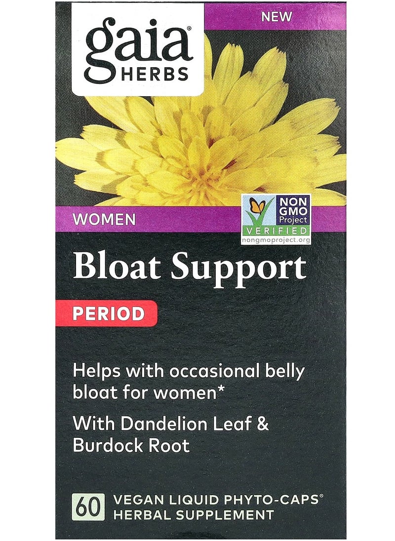 Gaia Herbs Women, Bloat Support, Period, 60 Vegan Liquid Phyto-Caps 