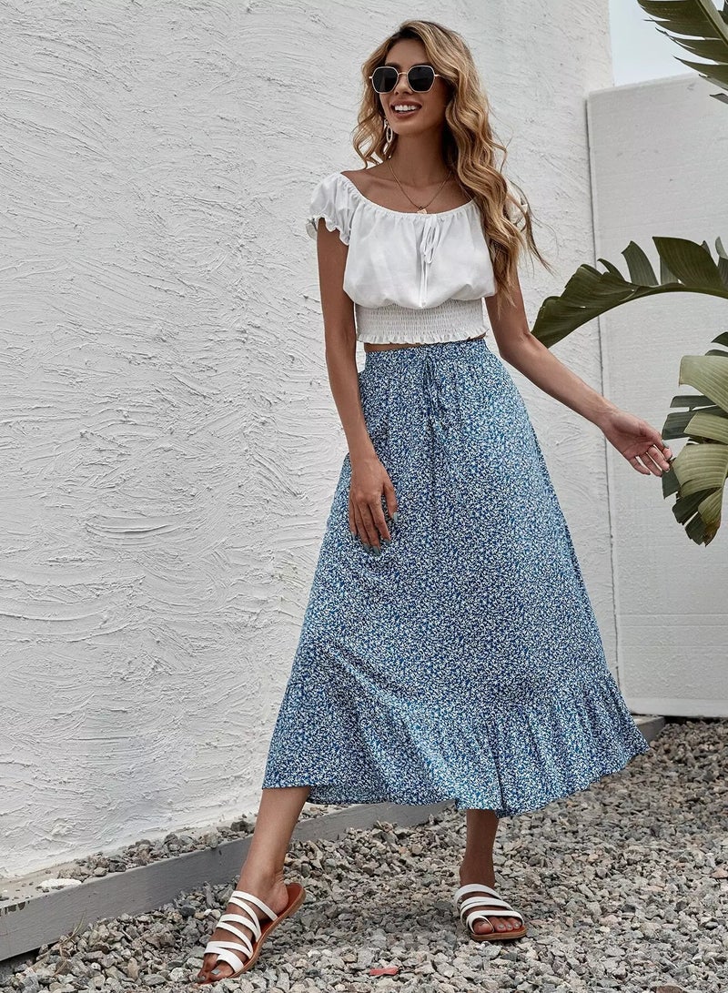 Ditsy Floral Ruffle Hem Skirt - Image 3
