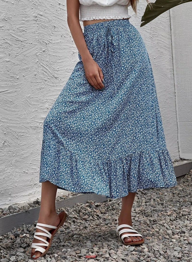 Ditsy Floral Ruffle Hem Skirt - Image 1
