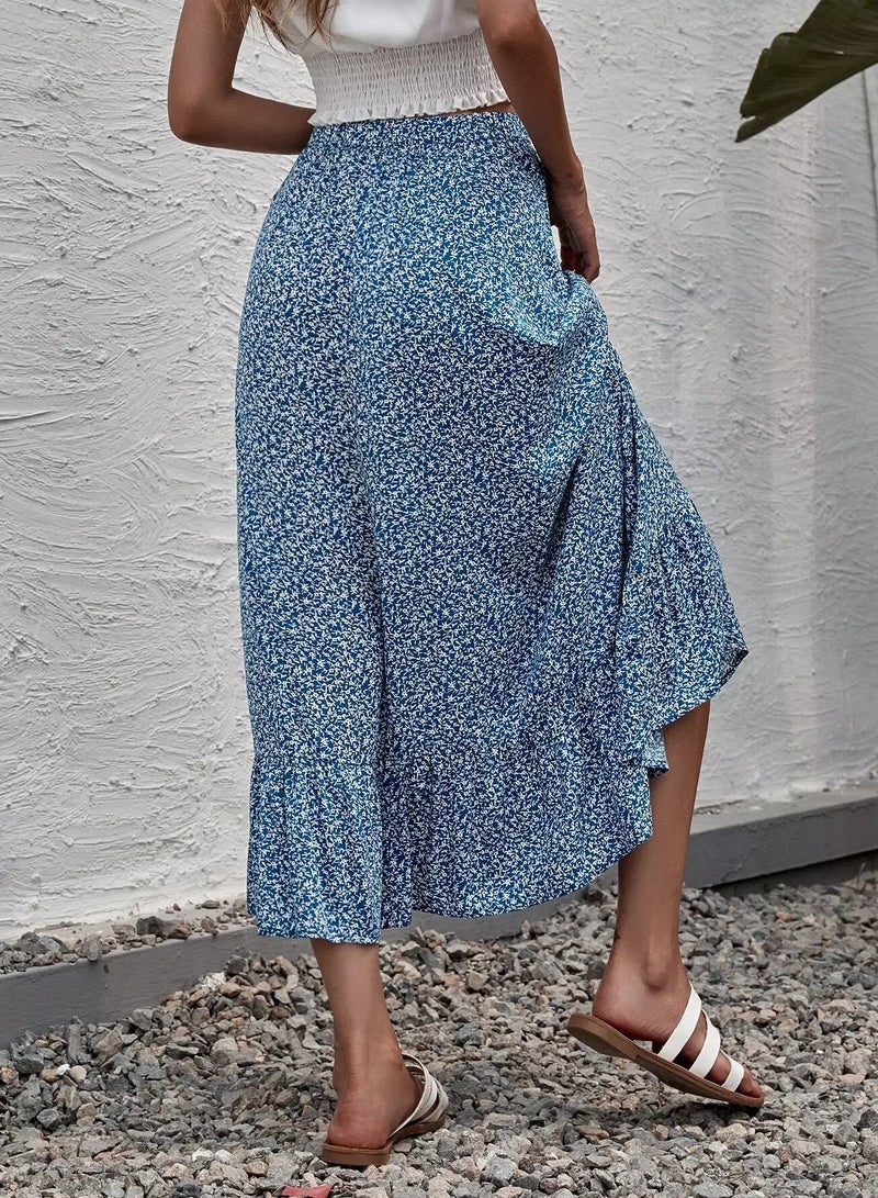 Ditsy Floral Ruffle Hem Skirt - Image 2