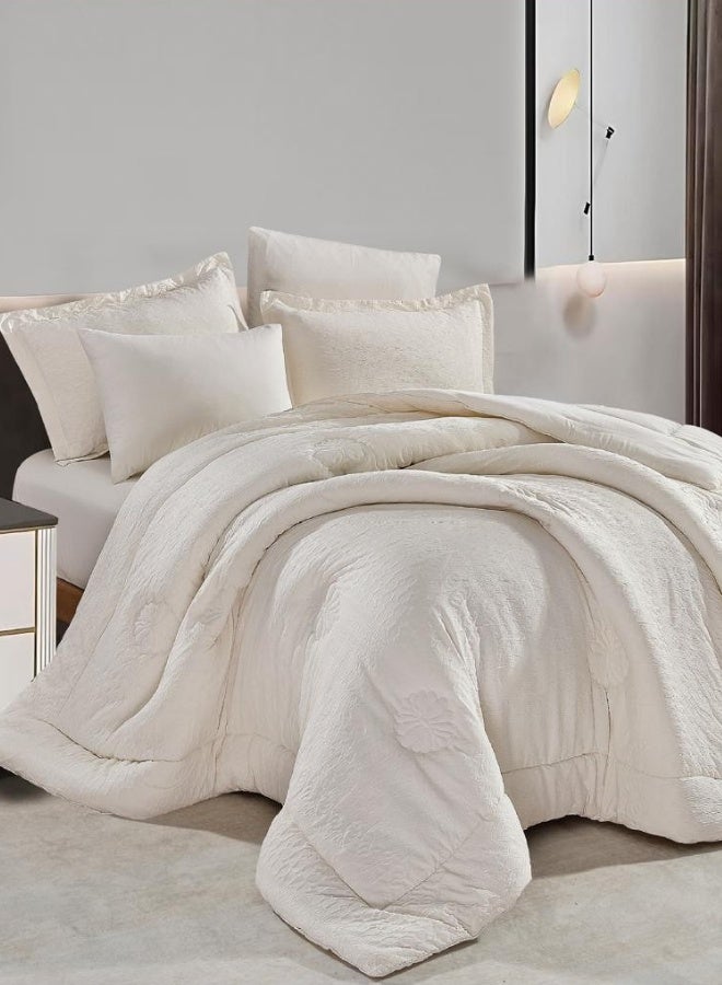 INREST Royal Blanc Single Comforter Set 170 × 230 cm – Luxury 4 Pieces 100% Microfiber Bed Set Light Beige - Image 1
