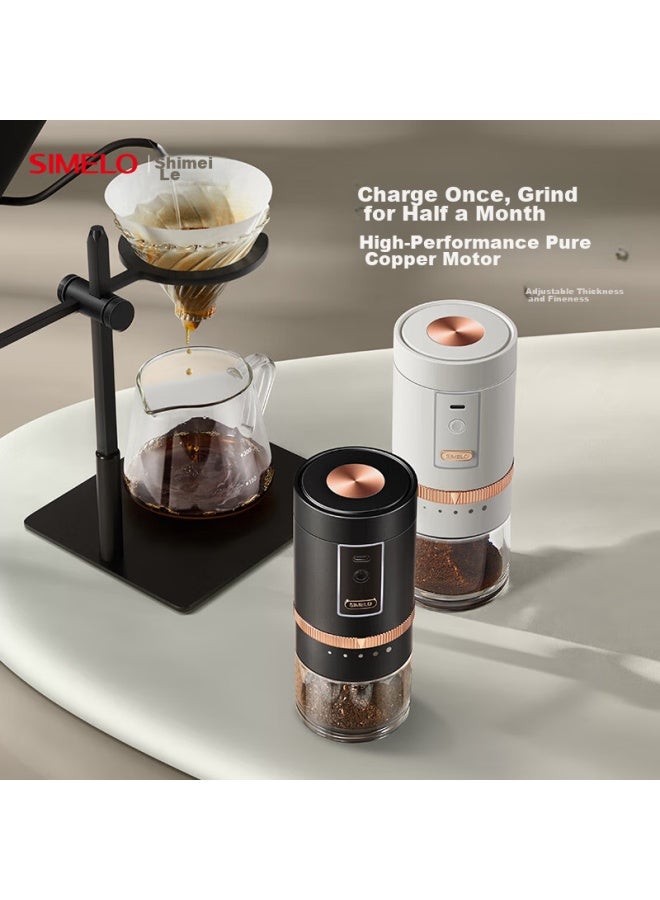 Simelo Electric Coffee Grinder, Home Automatic Portable Hand Grinder, Plus Elegant White - Image 1