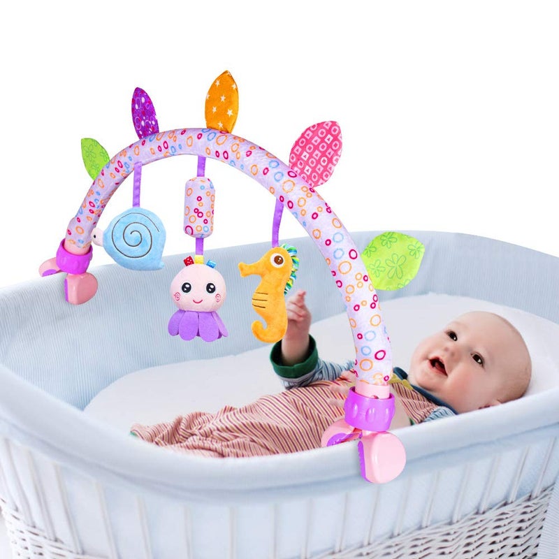 Caterbee Travel Arch Bassinet Toys for Baby Hanging on Stroller Crib Pram Activity Toy bar for Baby BouncerPurle - Image 2