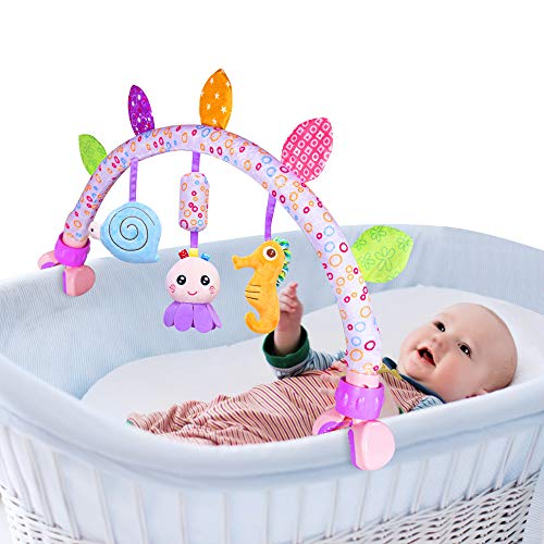 Caterbee Travel Arch Bassinet Toys for Baby Hanging on Stroller Crib Pram Activity Toy bar for Baby BouncerPurle - Image 1