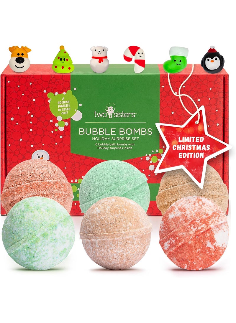 Two Sisters - Christmas Bath Bombs for Kids with Surprise Toys Inside 6 Pack  Holiday Gifts and Stocking Stuffers for Boys and Girls  Bubble Treats with Cheerful Scents USA Made by Two Sisters - Image 1