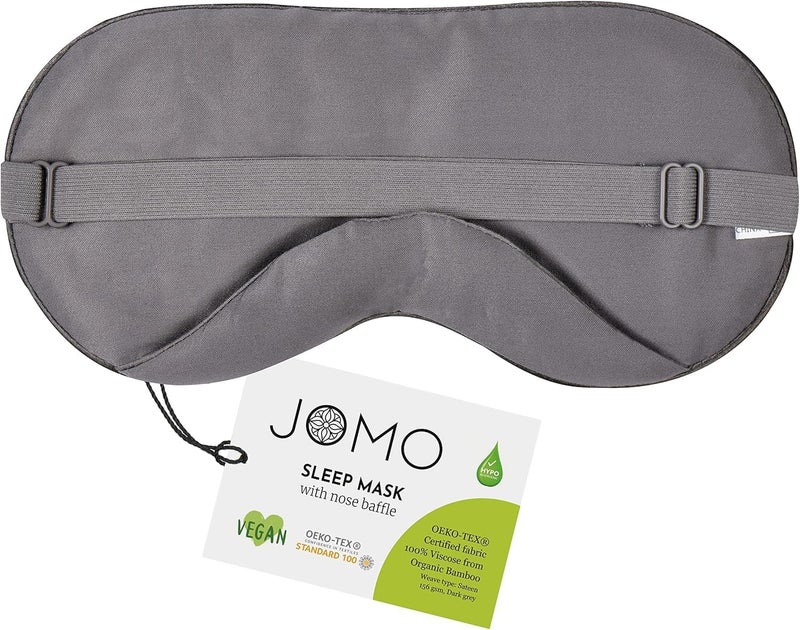 JOMO - 100% Bamboo Viscose Sleep Eye Mask - Dark Gray, 1 Pk - Light Blocking Travel Blindfold for Men & Women - Ultra-Soft & Comfortable w/Adjustable Strap for Restful Sleep