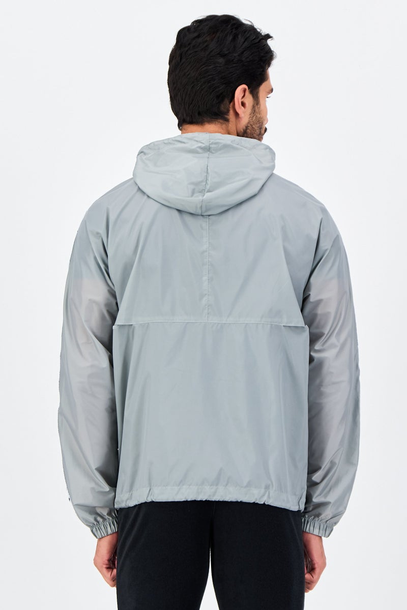 arena Men Brand Logo Windbreaker Jacket, Grey - Image 3