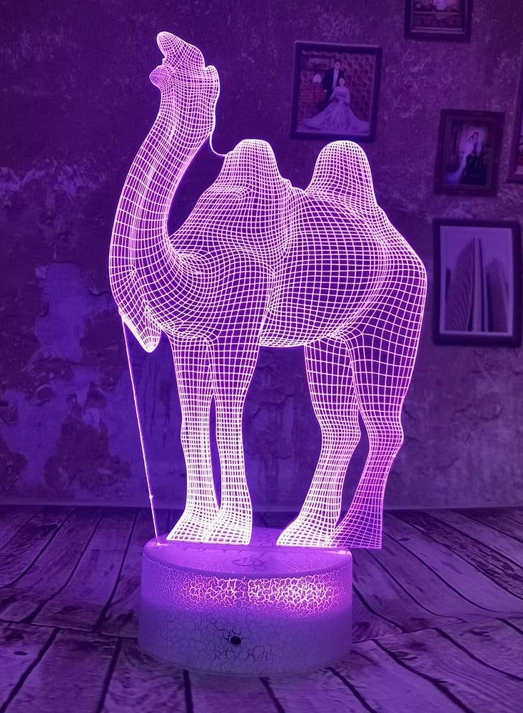 3D Camel Night Light with 7 Light Colors Adjustable By Touch Switch, Powered By USB Cable or 3AA Battery(Not Included), Gift For kids/Women/Friends/Family/Festival/New Year/Birthday - Image 1