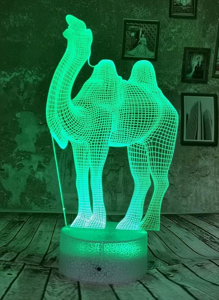 3D Camel Night Light with 7 Light Colors Adjustable By Touch Switch, Powered By USB Cable or 3AA Battery(Not Included), Gift For kids/Women/Friends/Family/Festival/New Year/Birthday - Image 2