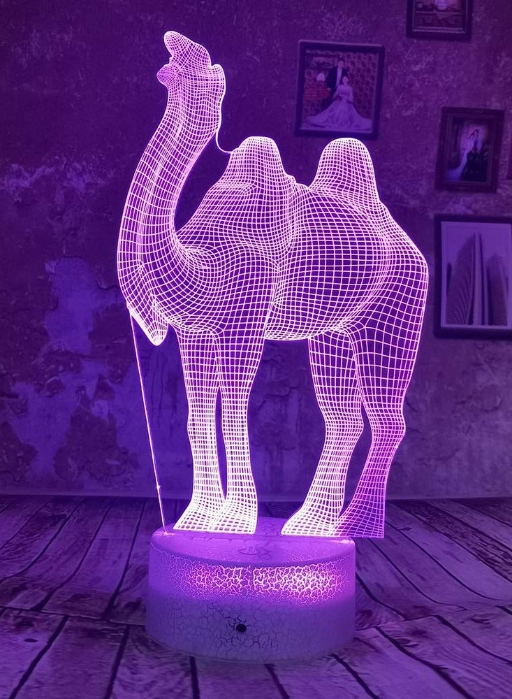 3D Camel Night Light with 7 Light Colors Adjustable By Touch Switch, Powered By USB Cable or 3AA Battery(Not Included), Gift For kids/Women/Friends/Family/Festival/New Year/Birthday - Image 3