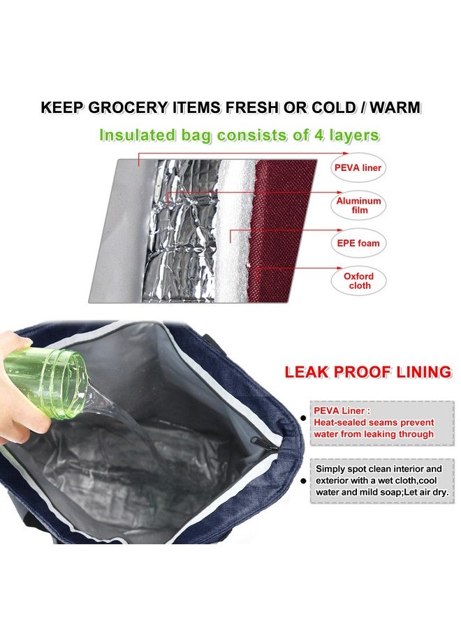 BeeGreen Insulated Cooler Bags for Picnic Grocery Travel Soft Cold Bag Large Collapsible Freezer Cooler Foldable Food Lunch Bag Leak Proof Portable Thermal Bag with Handles Gray - Image 4