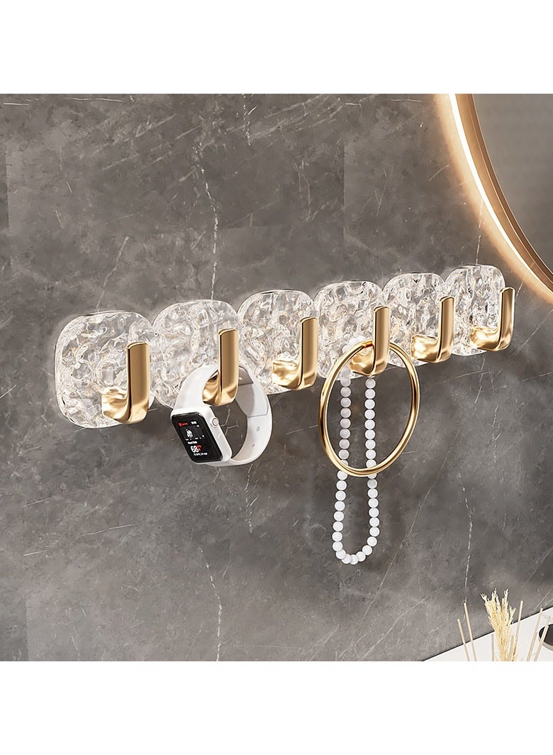 Adhesive Wall Hooks Bath Towel Hooks Heavy Duty Coats Hanger 6 Hook Plastic Towel Rack Robe Hook Clothes Hanger Hanging Hooks for Jacket Hat Bags Backpacks Keychain - Image 1