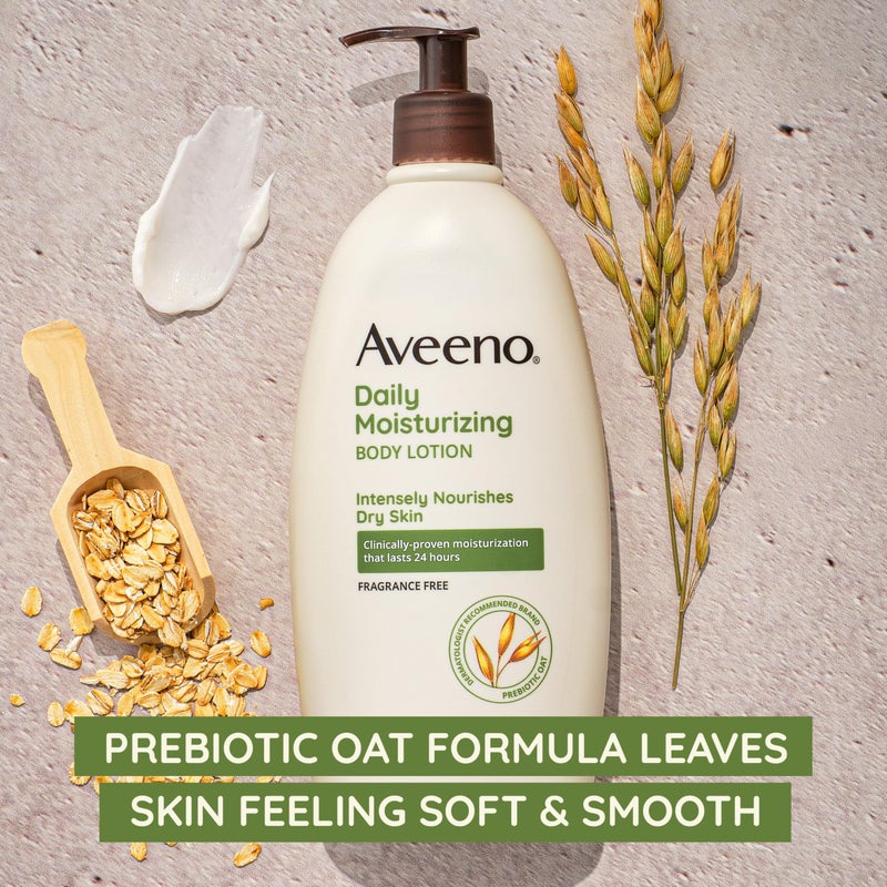 Aveeno لوشن مرطب يومي خالي من العطور من أفينو هيدرايشن الشفاف + الشوفان البروبيوتيك للبشرة الجافة، خفيف الوزن، يمتص بسرعة، مرطب للجسم يغذي البشرة بترطيب يدوم 48 ساعة، 12 أونصة سائلة - Image 4