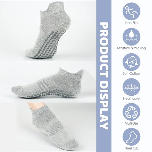 AURUZA Pilates Grip Socks for Women & Men, Size 9-11, Non-Slip Yoga & Barre Socks, Black, Postpartum Essentials, Gift - Image 2