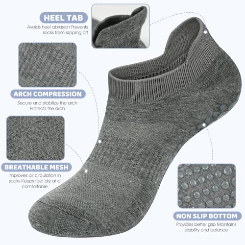 AURUZA Pilates Grip Socks for Women & Men, Size 9-11, Non-Slip Yoga & Barre Socks, Black, Postpartum Essentials, Gift - Image 4