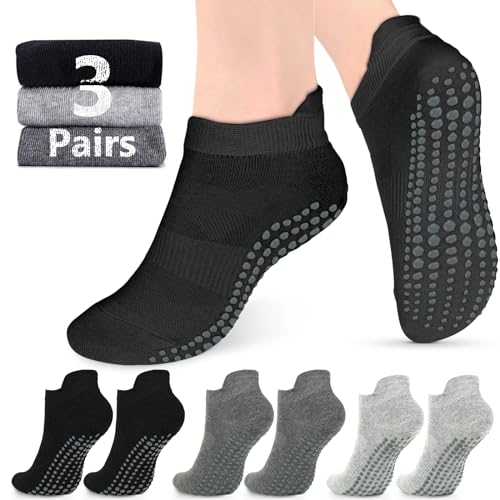 AURUZA Pilates Grip Socks for Women & Men, Size 9-11, Non-Slip Yoga & Barre Socks, Black, Postpartum Essentials, Gift - Image 1