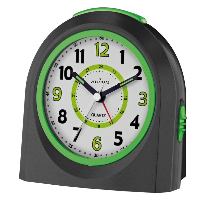 Atrium alarm clock analogue blackgreen without ticking with light and snooze snooze quartz alarm clock A9217