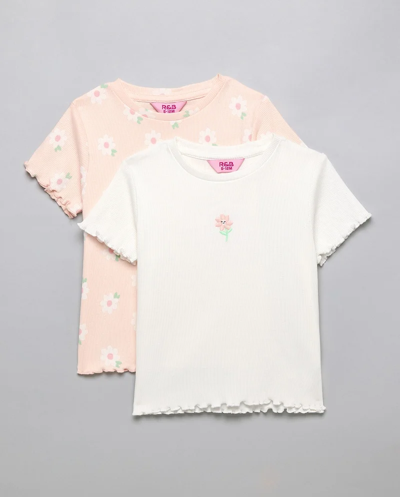 أر أند بي 2 Pack Printed Tops with Short Sleeves