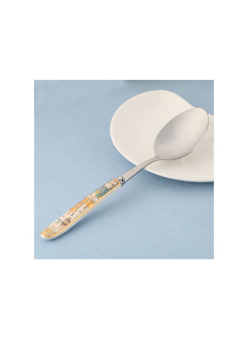 Generic Liying 6Pcs Ramadan Designed Dinner Spoons (B) , Gold plasted design Plating Stainless Steel 18.5x4x18.5cm Spoons for Table Spoon, Soup Spoons, Easy To Clean, Dishwasher Safe  - Image 3