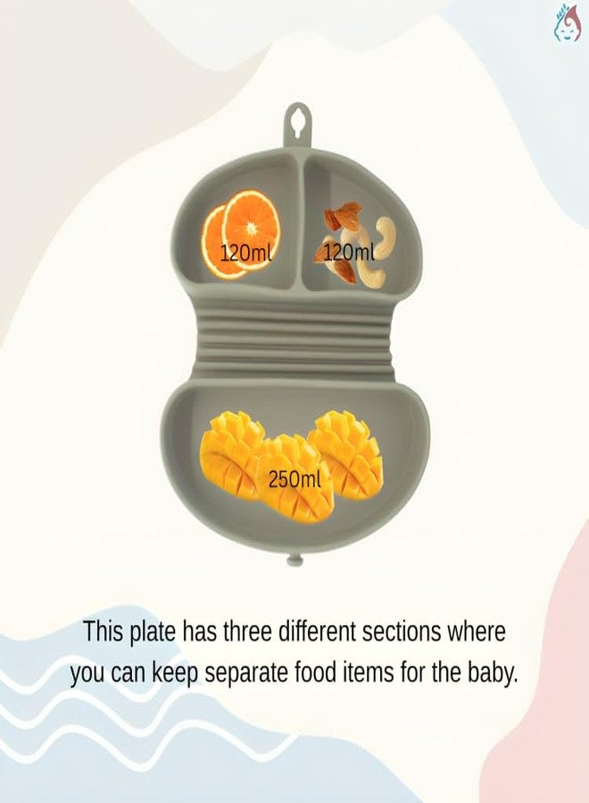 Babylief™ Portable/Travel Friendly Silicone Divided Plate (Olive Green) - Image 3