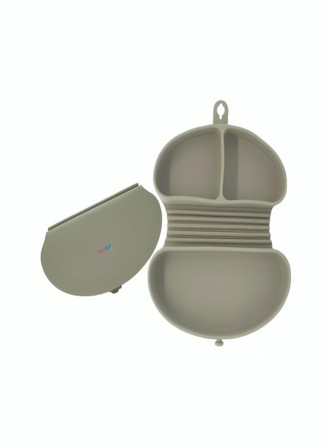 Babylief™ Portable/Travel Friendly Silicone Divided Plate (Olive Green) - Image 1