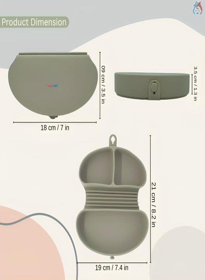 Babylief™ Portable/Travel Friendly Silicone Divided Plate (Olive Green) - Image 4
