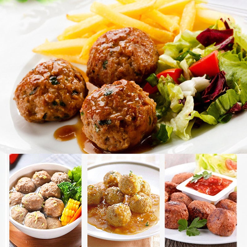 محدد كرات اللحم المعدني الخزفي أداة صنع الكرات اللحمية من الفولاذ المقاوم للصدأ مقبض كرات اللحم غير اللاصق ملقط كرات اللحم والكعكة والعجين للأرز لمعدات المطبخ - Image 4