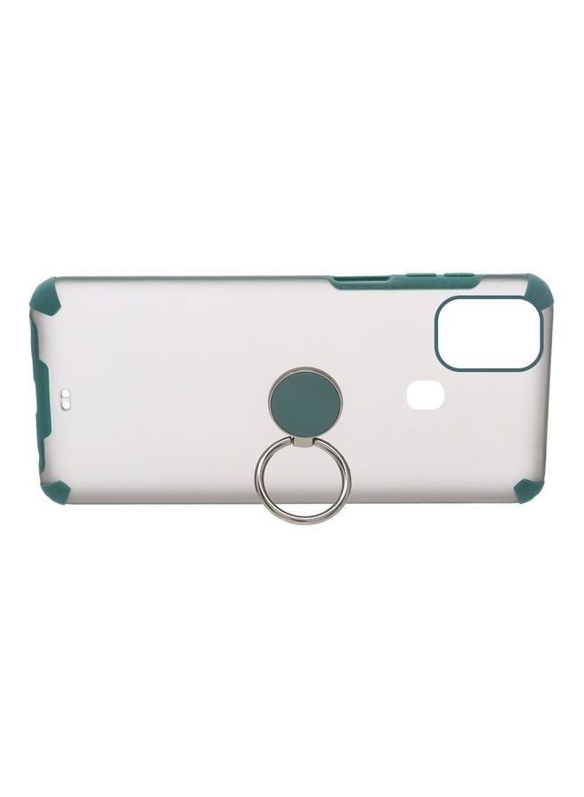 vesus Back Translucent Soft Bumper Shockproof Back Cover For Samsung M31 With Metal Ring Holder Clear/Green - Image 2
