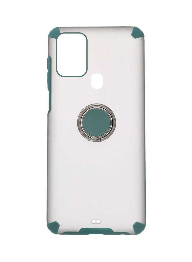 vesus Back Translucent Soft Bumper Shockproof Back Cover For Samsung M31 With Metal Ring Holder Clear/Green - Image 1