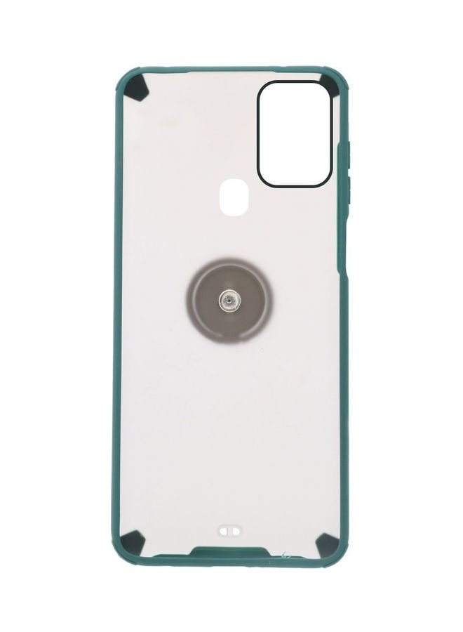 vesus Back Translucent Soft Bumper Shockproof Back Cover For Samsung M31 With Metal Ring Holder Clear/Green - Image 3