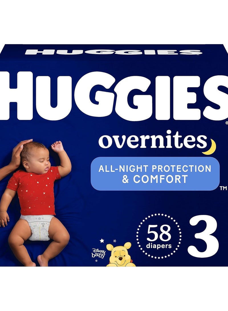 هجيز حفاضات هجيز أوفرنايتس مقاس 3 لليلة واحدة (16-28 رطلاً)، 58 قطعة