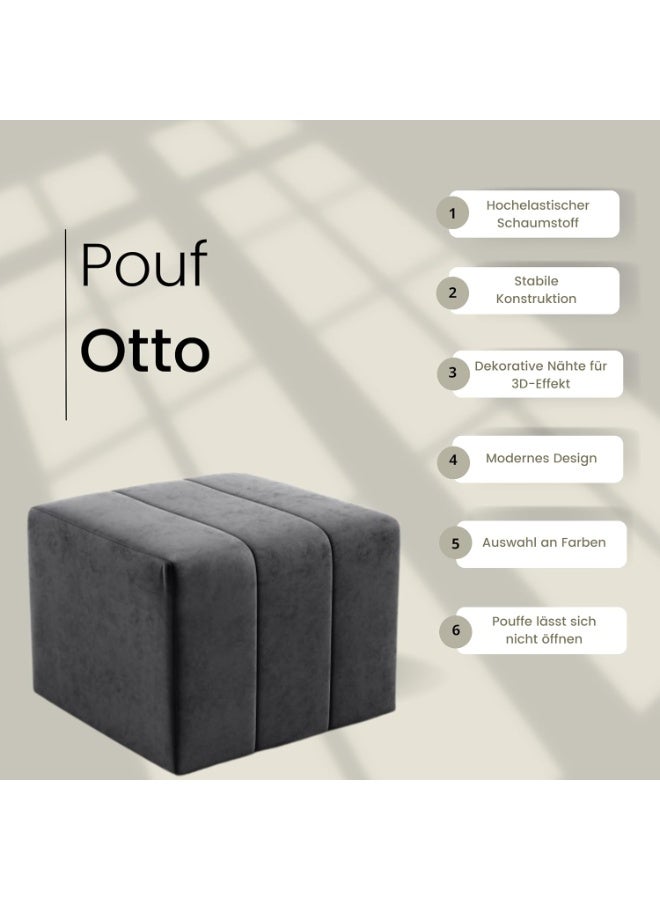 Beige velvet pouf, 46×35×46 cm, upholstered pouf, footstool, suitable for living room and entryway - Image 3