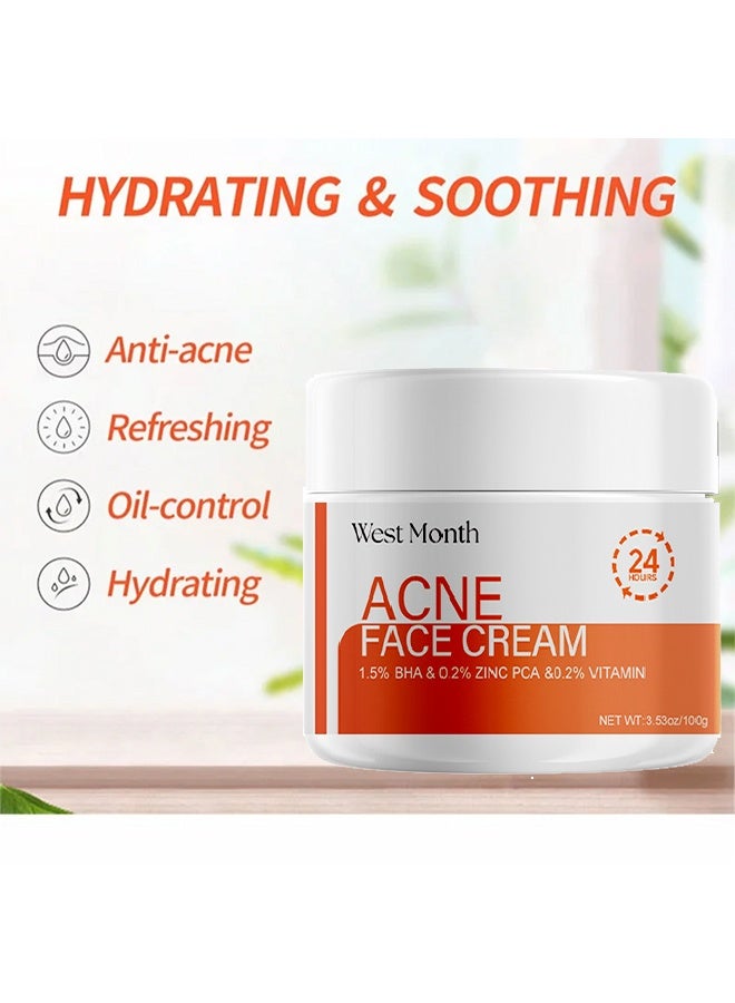 WEST MONTH Acne Face Cream 100g, Acne Spot Treatment for Face & Acne Dots, Natural Cystic Acne Treatment, For All Skin Types, Premium Acne Scar Cream & Pimple Remover - Image 2