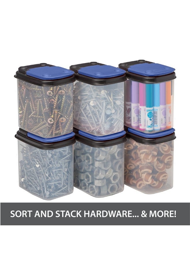 Buddeez Buddeez Multi-Purpose Hardware Storage Bins Bits and Bolts Small Storage Containers, Hardware Organizers, Clear Containers With Blue Stackable Lids, Bolt and Screw Organizer (1 Quart - 12 Pack)  - Image 2