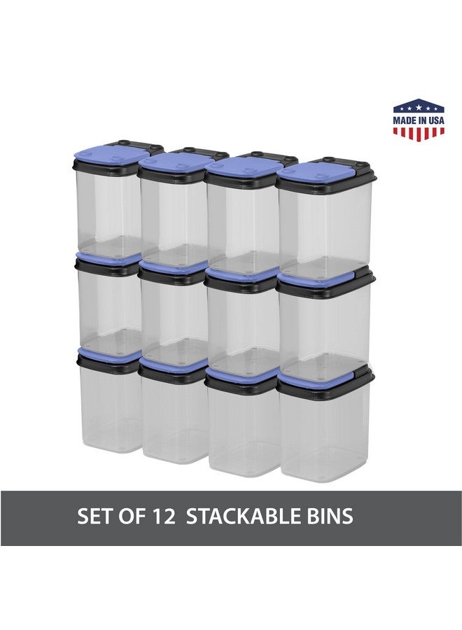 Buddeez Buddeez Multi-Purpose Hardware Storage Bins Bits and Bolts Small Storage Containers, Hardware Organizers, Clear Containers With Blue Stackable Lids, Bolt and Screw Organizer (1 Quart - 12 Pack)  - Image 4