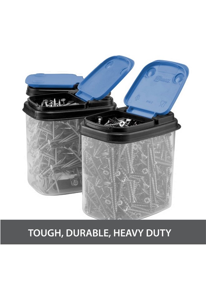 Buddeez Buddeez Multi-Purpose Hardware Storage Bins Bits and Bolts Small Storage Containers, Hardware Organizers, Clear Containers With Blue Stackable Lids, Bolt and Screw Organizer (1 Quart - 12 Pack)  - Image 3