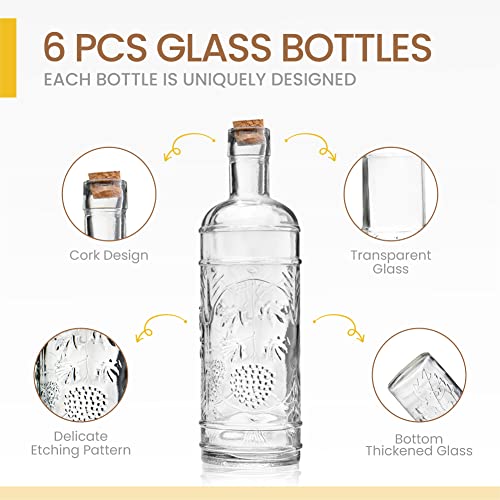 BULK PARADISE Assorted Clear Glass Bottles with Corks, 6 Pack, 2.5in X 9in, 16oz - Image 3