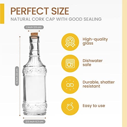 BULK PARADISE Assorted Clear Glass Bottles with Corks, 6 Pack, 2.5in X 9in, 16oz - Image 2