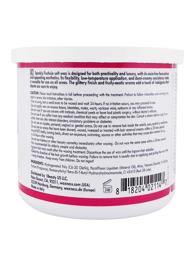 Waxness Spa Choice Rosin Free Sparkly Fuchsia Soft Wax Tin 14 oz / 397 ml - Image 3